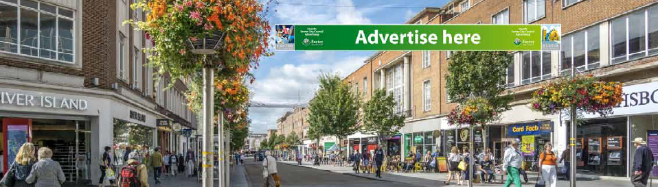 Banner adverts across Exeter Highstreet