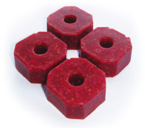 Rodex Oktablok ii (dark red waxy block about 4cm square)